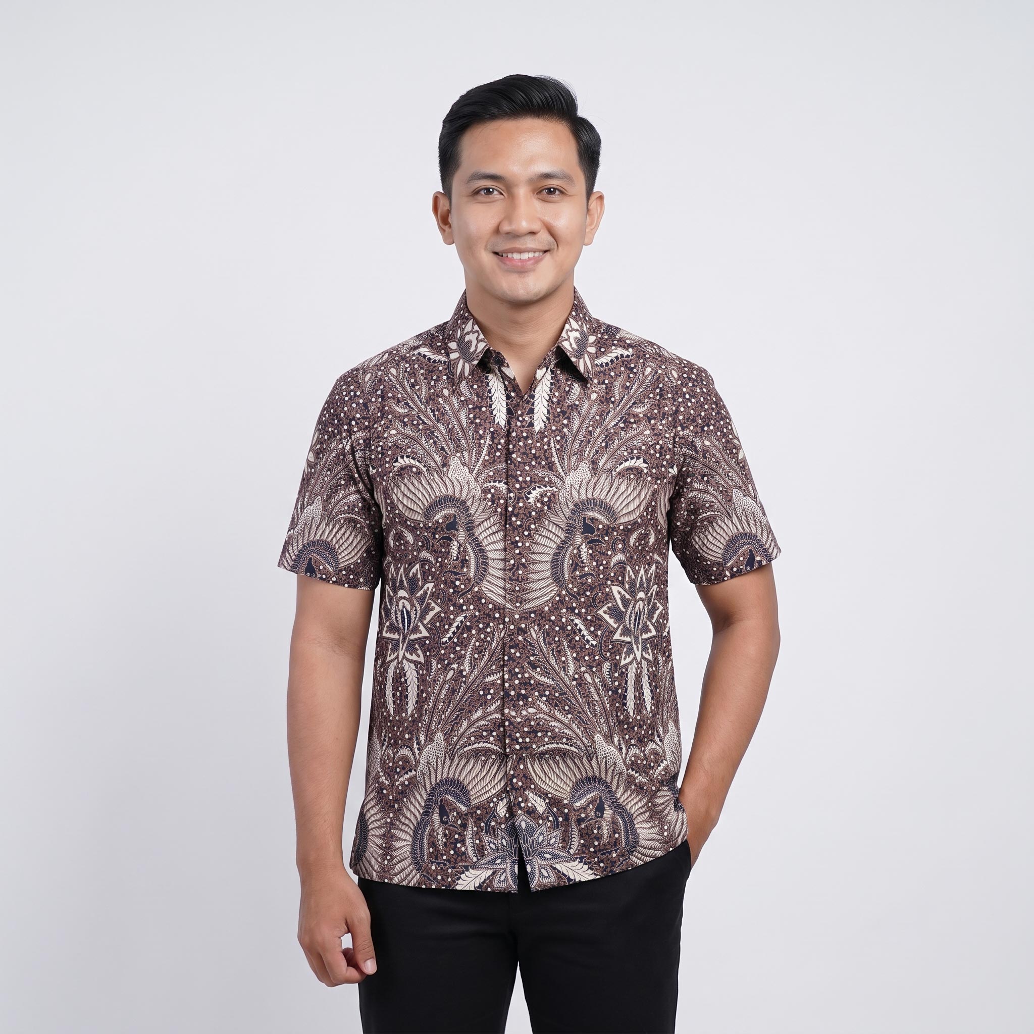 Kemeja Batik Pria Katun Cabut Lengan Pendek - 333 - Gambar 3