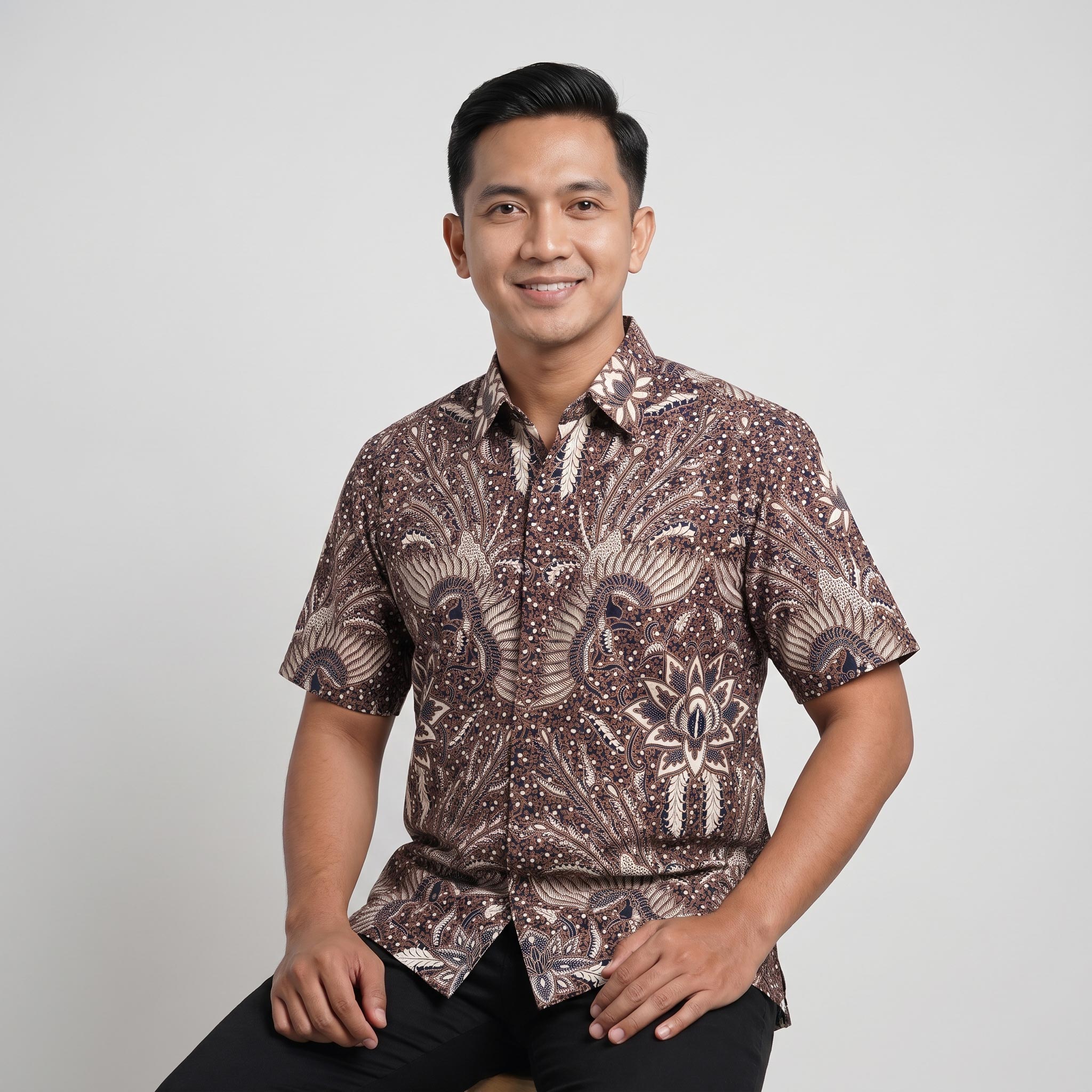 Kemeja Batik Pria Katun Cabut Lengan Pendek - 333 - Gambar 10