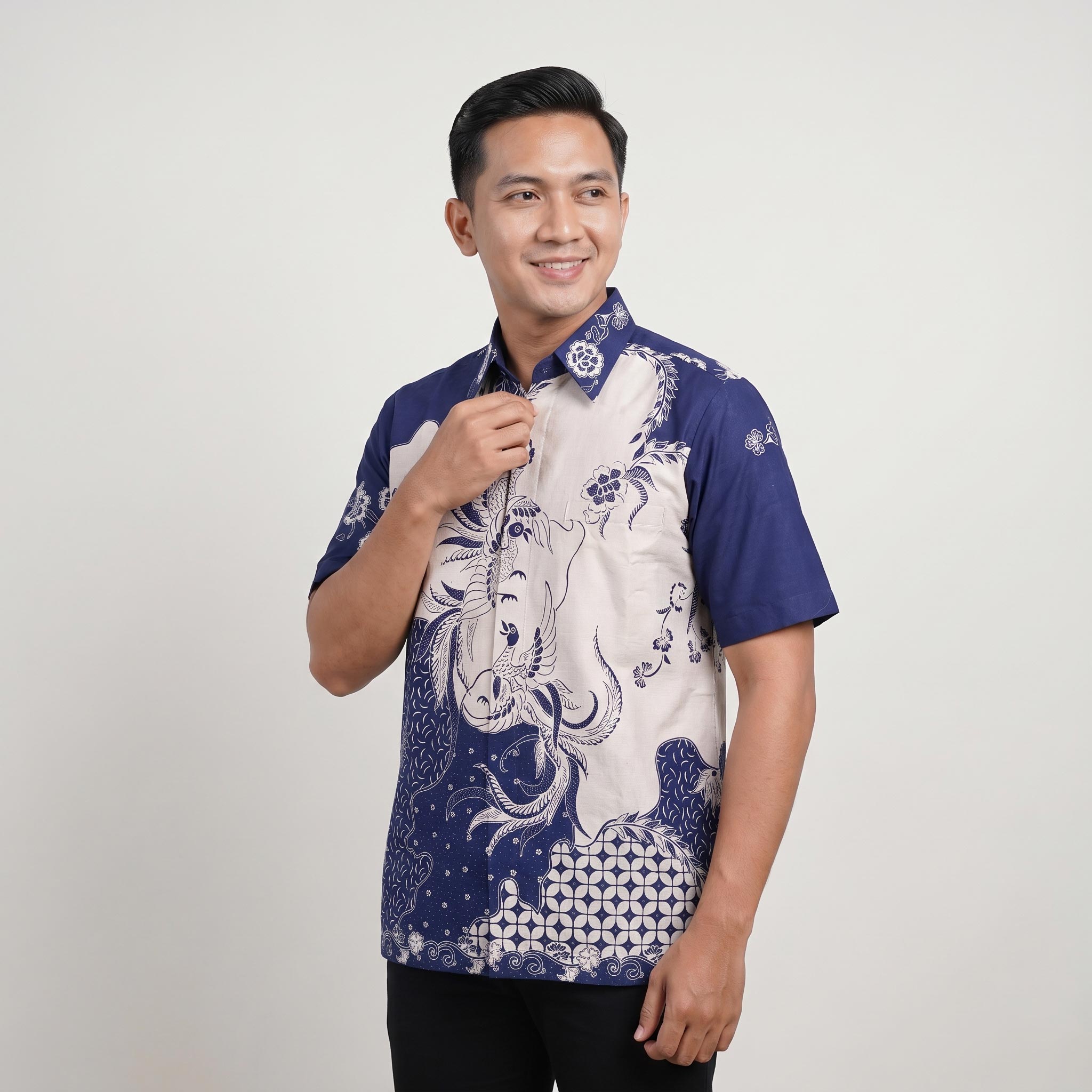 Kemeja Batik Pria Katun Cabut Lengan Pendek - 333 - Gambar 8
