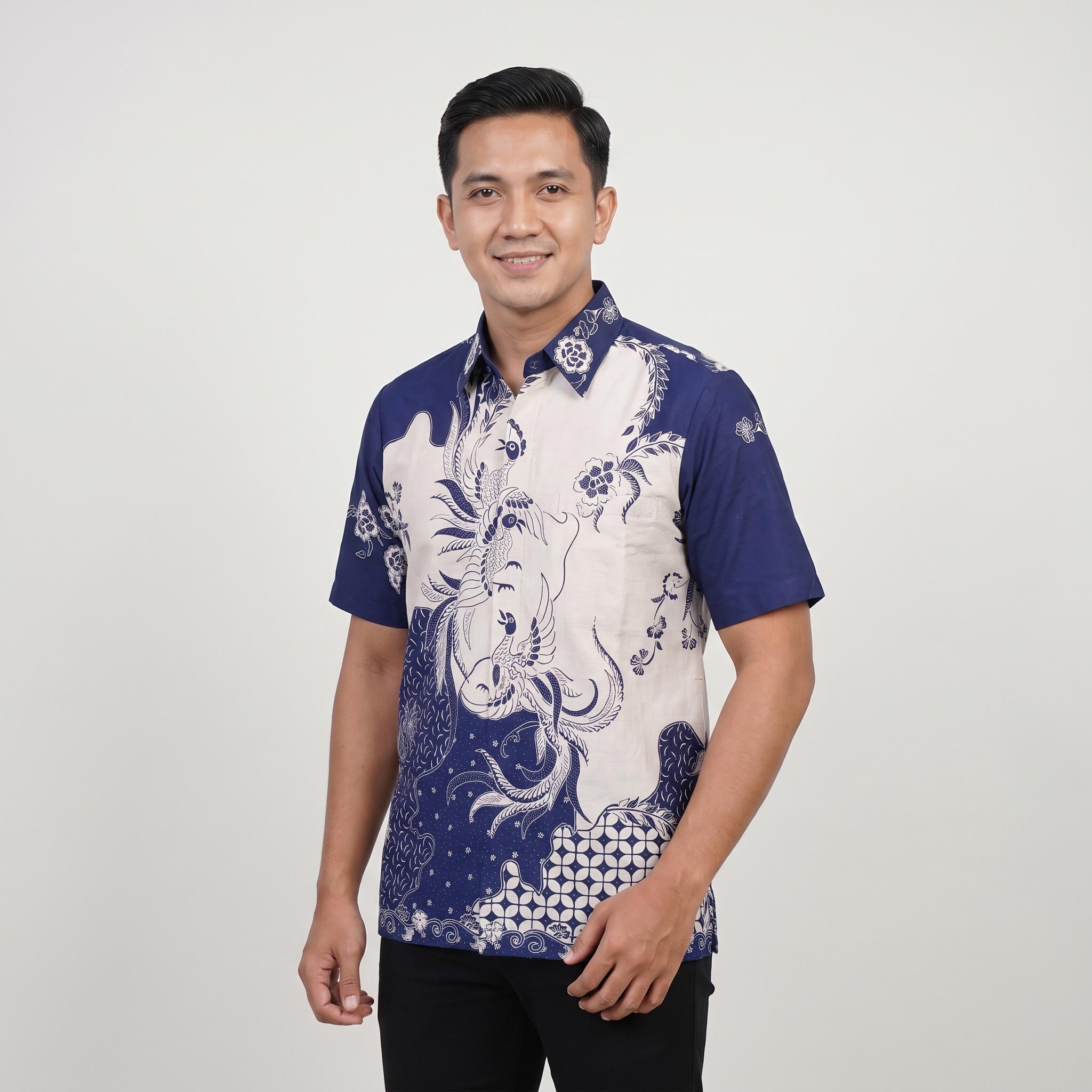 Kemeja Batik Pria Katun Cabut Lengan Pendek - 333 - Gambar 2
