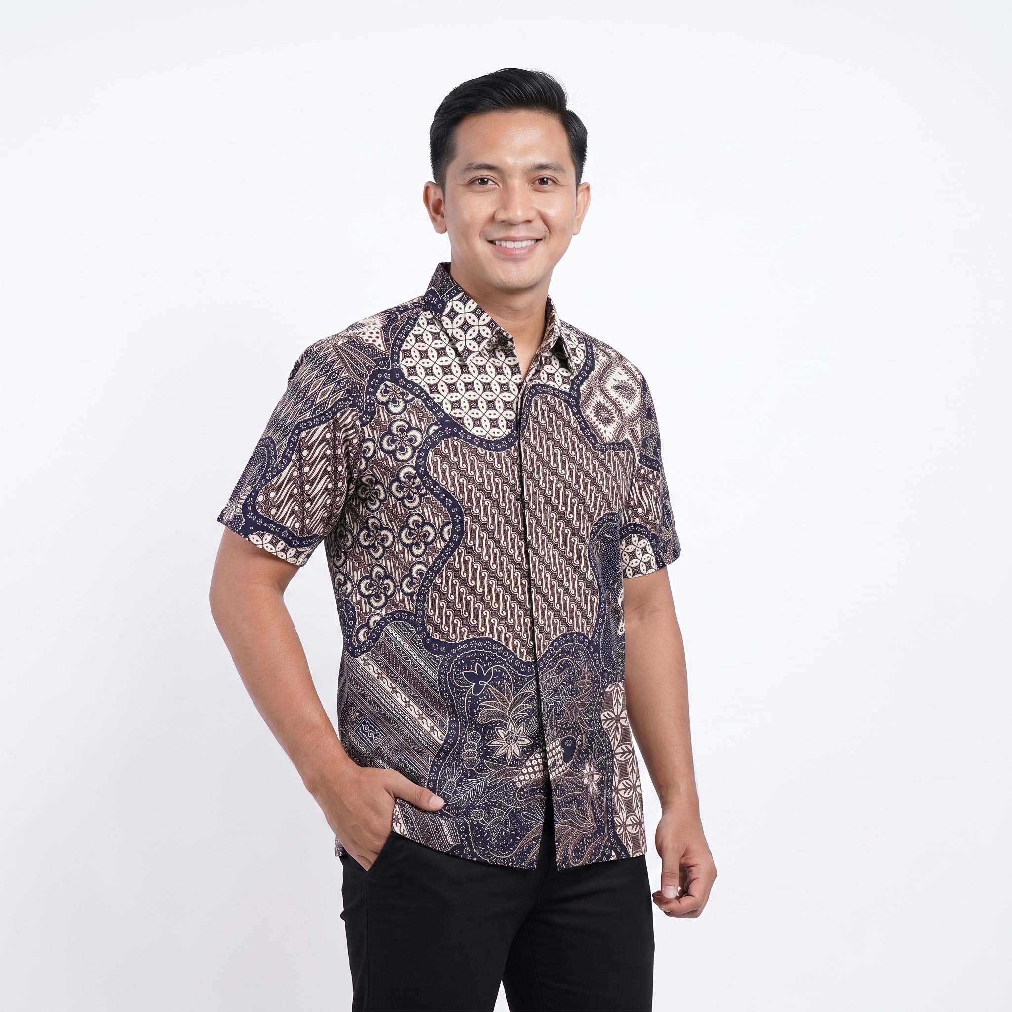 Kemeja Batik Pria Katun Cabut Lengan Pendek - 334 - Gambar 12