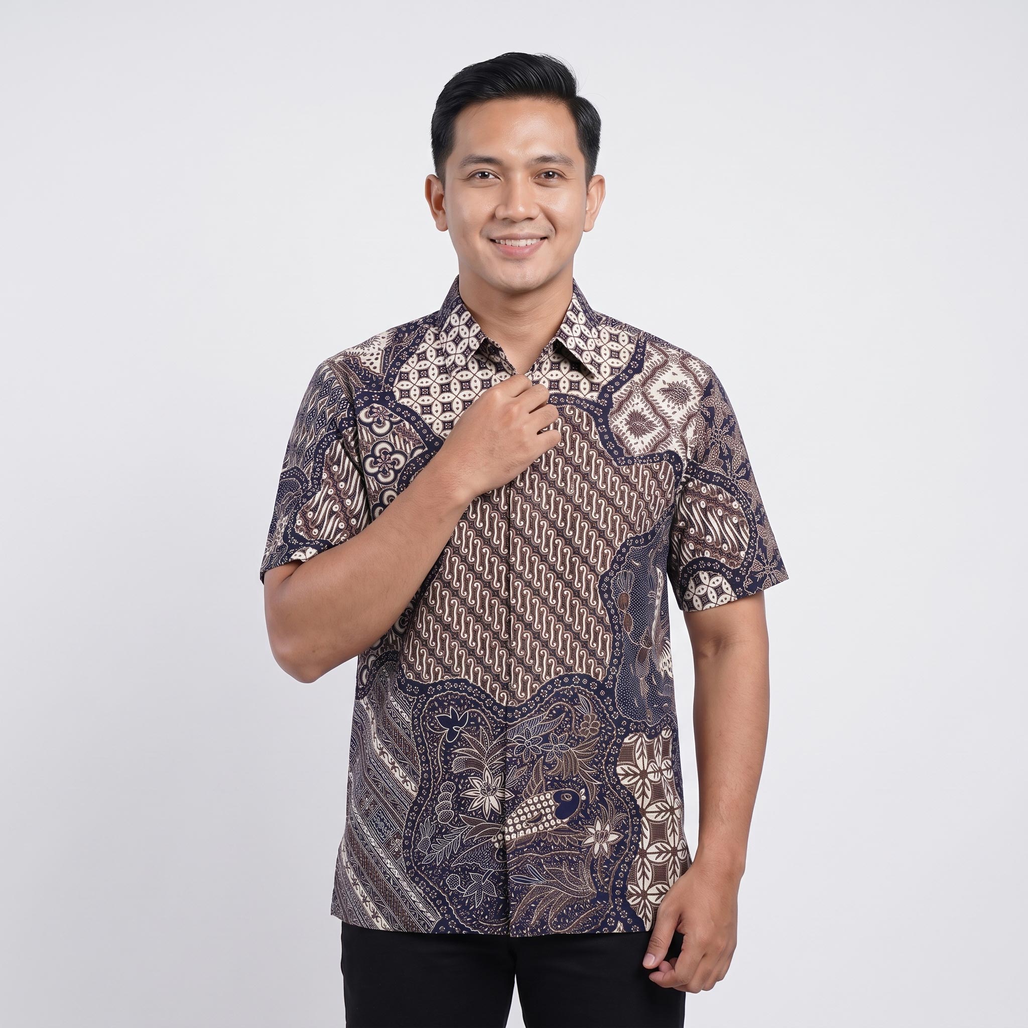 Kemeja Batik Pria Katun Cabut Lengan Pendek - 334 - Gambar 11
