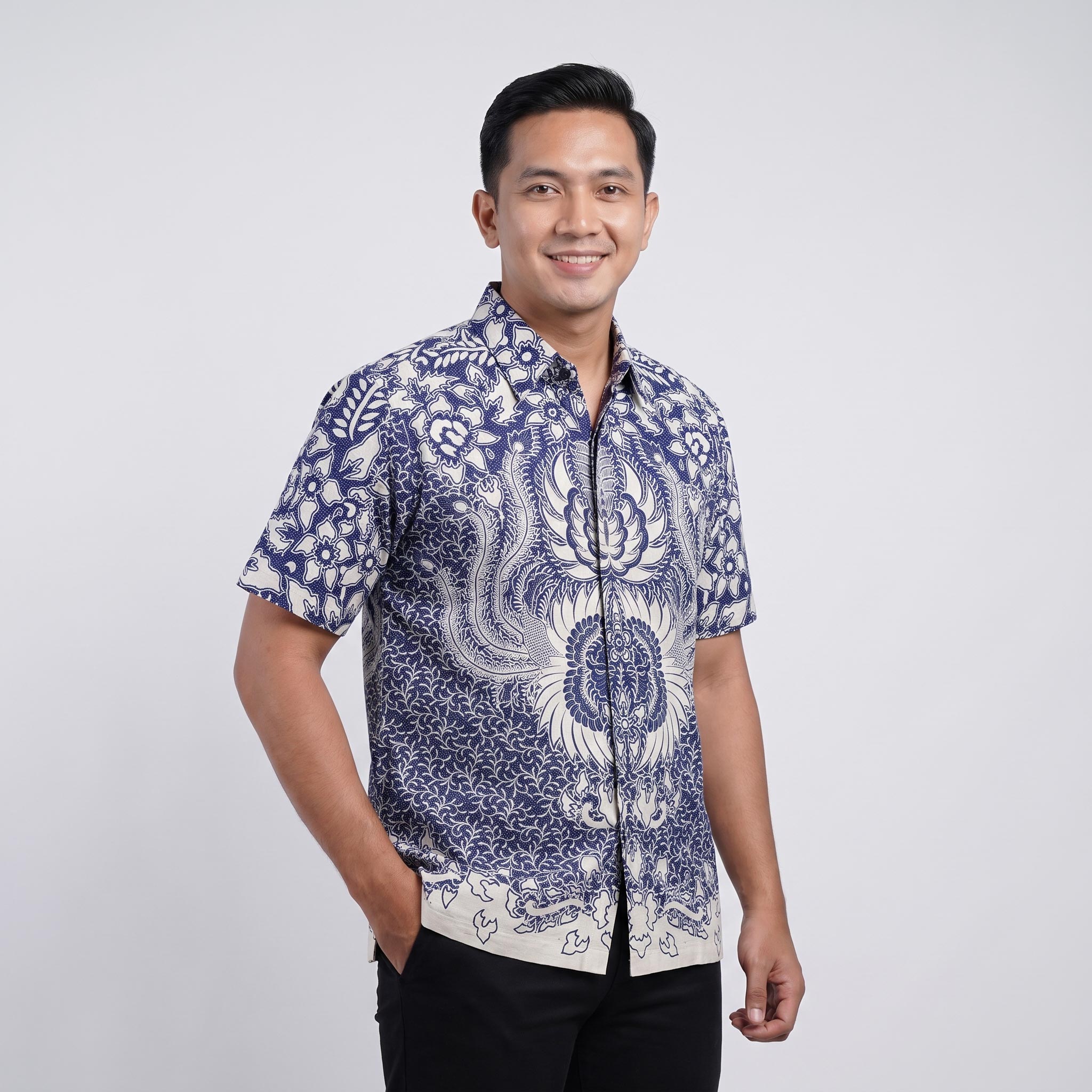 Kemeja Batik Pria Katun Cabut Lengan Pendek - 332 - Gambar 12