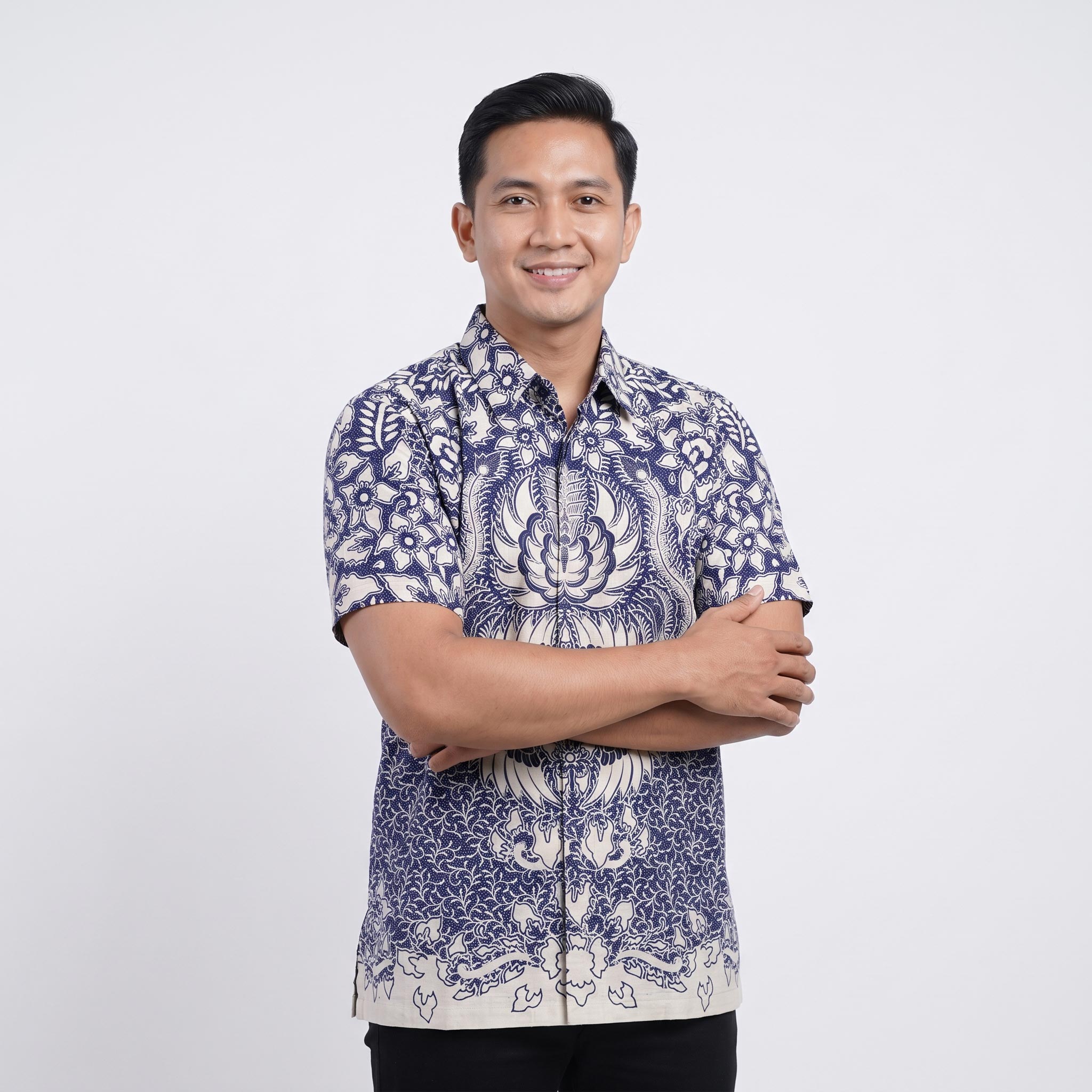 Kemeja Batik Pria Katun Cabut Lengan Pendek - 332 - Gambar 11